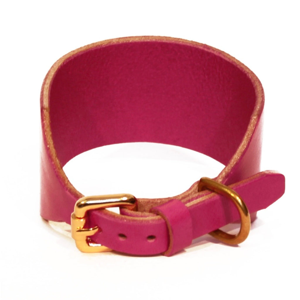 ICONIC klasszikus bőr nyakörv, magenta